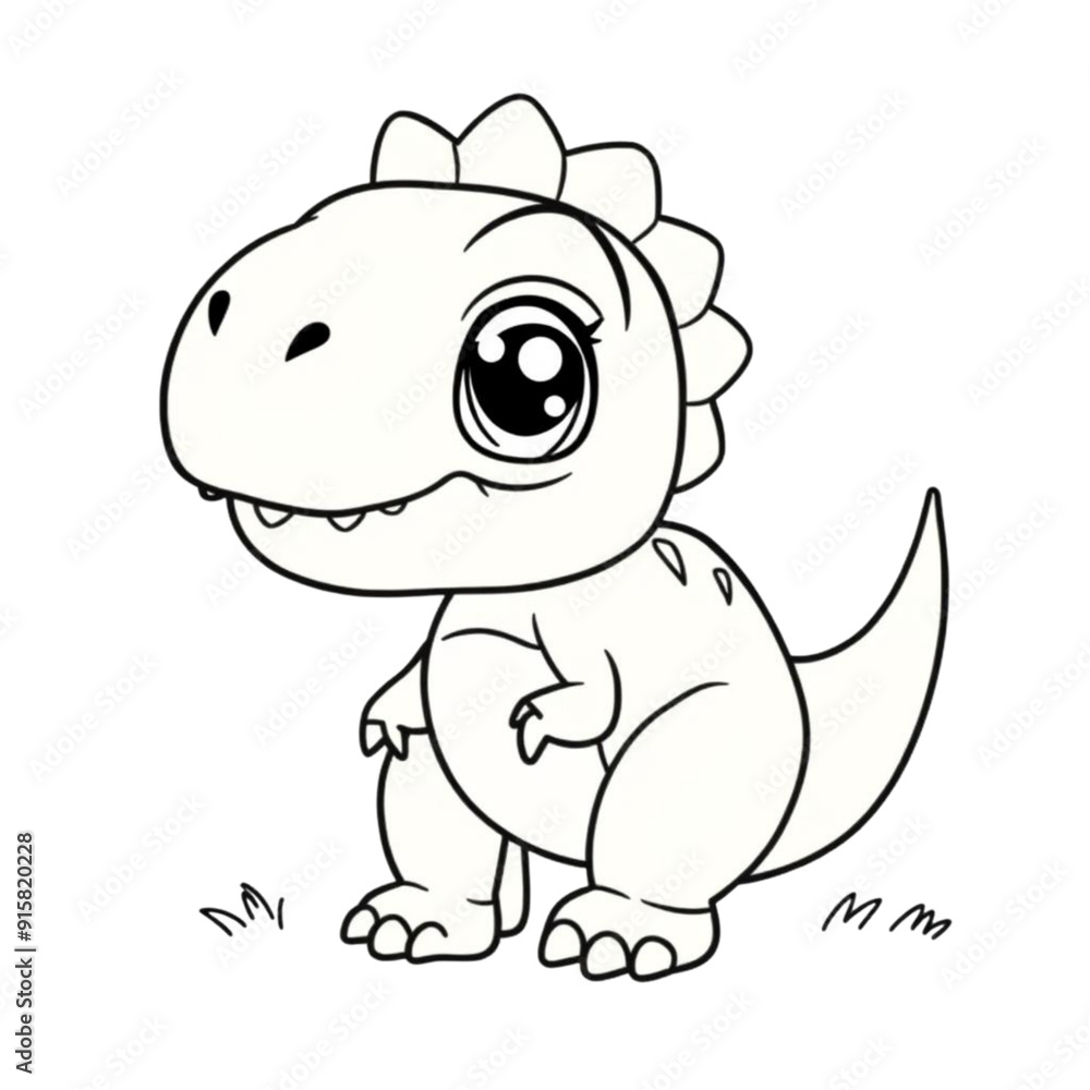 Coloring page outline of a dinosaur on an Isolated transparent background. generated with AI Coloring page outline of a dinosaur on an Isolated transparent background. generated with AI