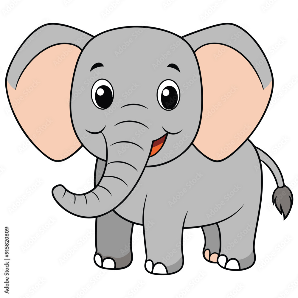 2D African Elephant cartoon character vector icon illustration on white background 2D African Elephant cartoon character vector icon illustration on white background