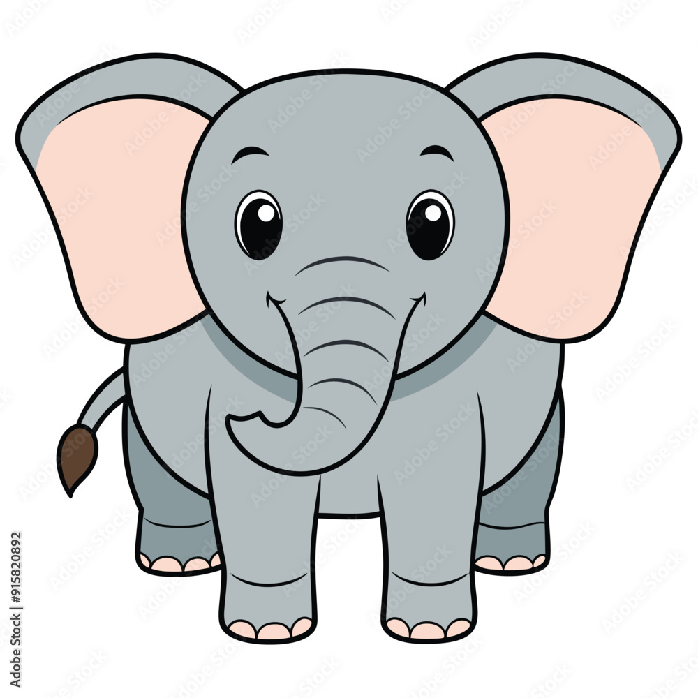 Fototapeta premium 2D African Elephant cartoon character vector icon illustration on white background