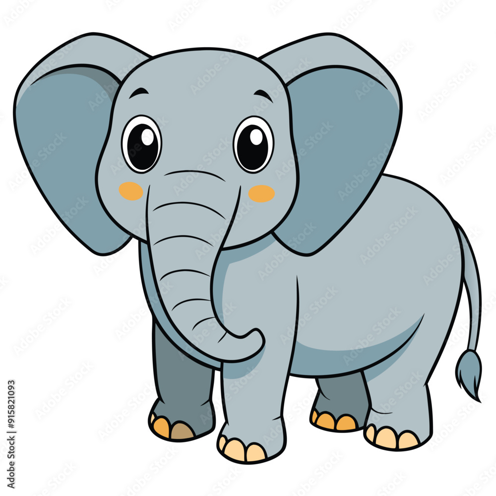 2D African Elephant cartoon character vector icon illustration on white background 2D African Elephant cartoon character vector icon illustration on white background