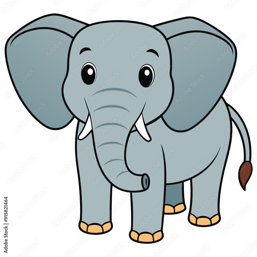 2D African Elephant cartoon character vector icon illustration on white background 2D African Elephant cartoon character vector icon illustration on white background