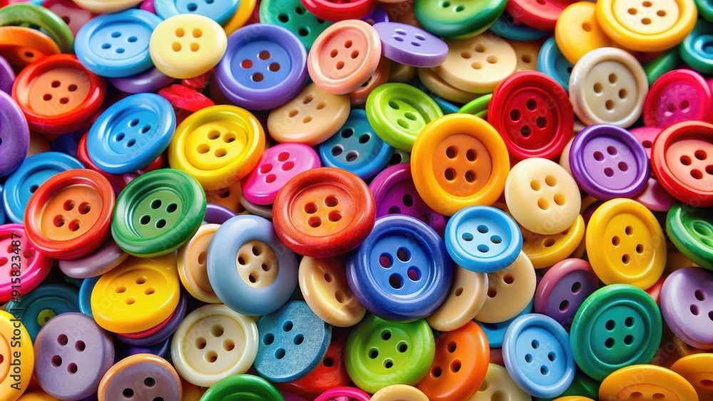 Close-up of colorful buttons , design, sewing, fashion, crafts, accessories, round, square, shiny, plastic, thread Close-up of colorful buttons , design, sewing, fashion, crafts, accessories, round, square, shiny, plastic, thread