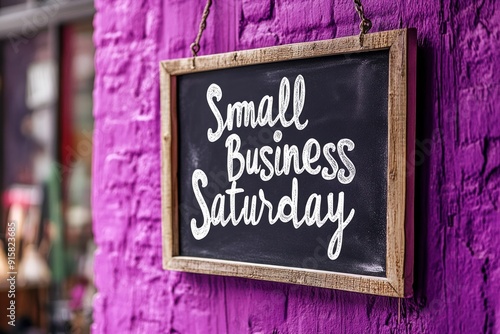 Small Business Saturday Sign on Purple Wall