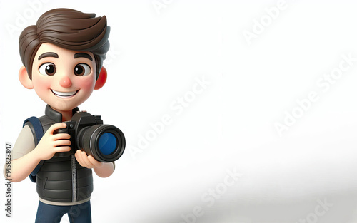 3D anime Character Photographer for world photography day theme background