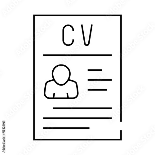 curriculum vitae cv line icon vector. curriculum vitae cv sign. isolated contour symbol black illustration