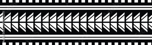 Polynesian tattoo design tribal border. Tribal design ethnic ornament maori band. Samoan Tattoo ribbon sleeve bracelet. Fabric seamless isolated hawaiian armband pattern on white background.