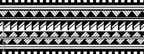 Polynesian tattoo tribal band design. Samoan tattoo tribal border. Decorative seamless pattern.
