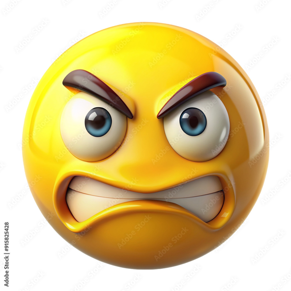 Naklejka premium Emoji Yellow Angry Isolated On Transparent Background