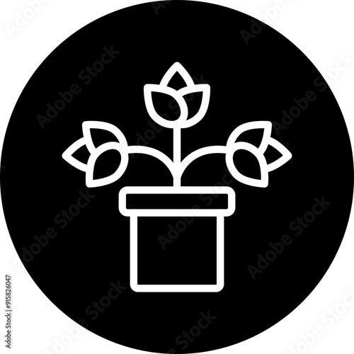 Cyclamen Vector Line White Circle Black