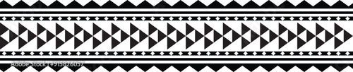 Polynesian tattoo design tribal border. Tribal design ethnic ornament maori band. Samoan Tattoo ribbon sleeve bracelet. Fabric seamless isolated hawaiian armband pattern on white background.