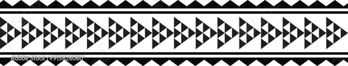 Polynesian tattoo design tribal border. Tribal design ethnic ornament maori band. Samoan Tattoo ribbon sleeve bracelet. Fabric seamless isolated hawaiian armband pattern on white background.
