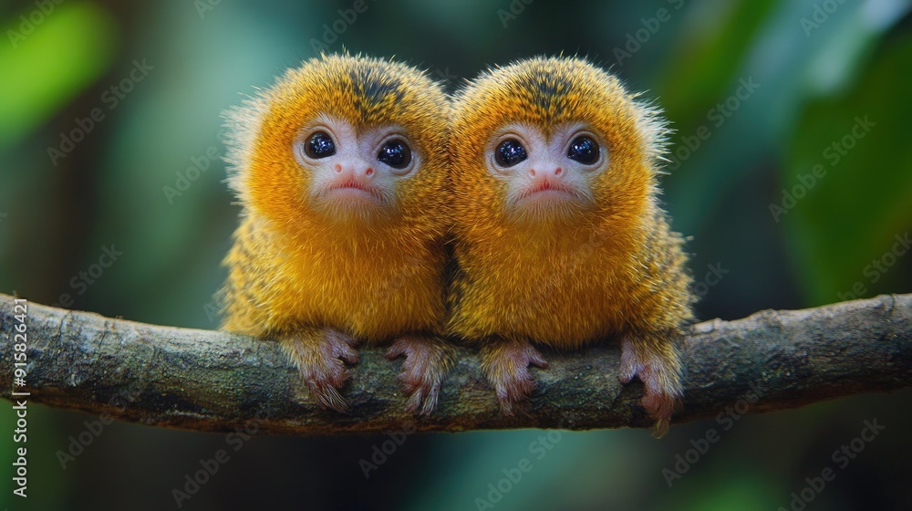 Adorable monkeys peering with curiosity in the jungle. Adorable monkeys peering with curiosity in the jungle.