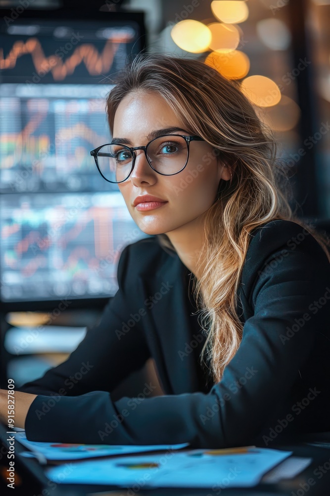 a woman in the office is engaged in analytics. Selective focus a woman in the office is engaged in analytics. Selective focus