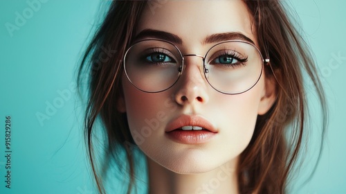 beautiful girl in glasses close-up. Selective focus