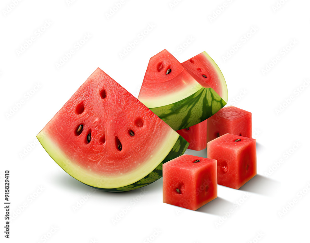 Watermelon Cuts Set Isolated, Water Melon Slices, Square Fruit Parts, Wedges, Seedless Watermelon Watermelon Cuts Set Isolated, Water Melon Slices, Square Fruit Parts, Wedges, Seedless Watermelon