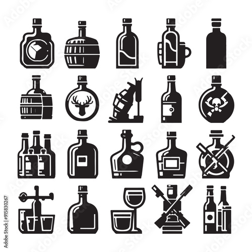 Bottle icon set. bottle vector icon