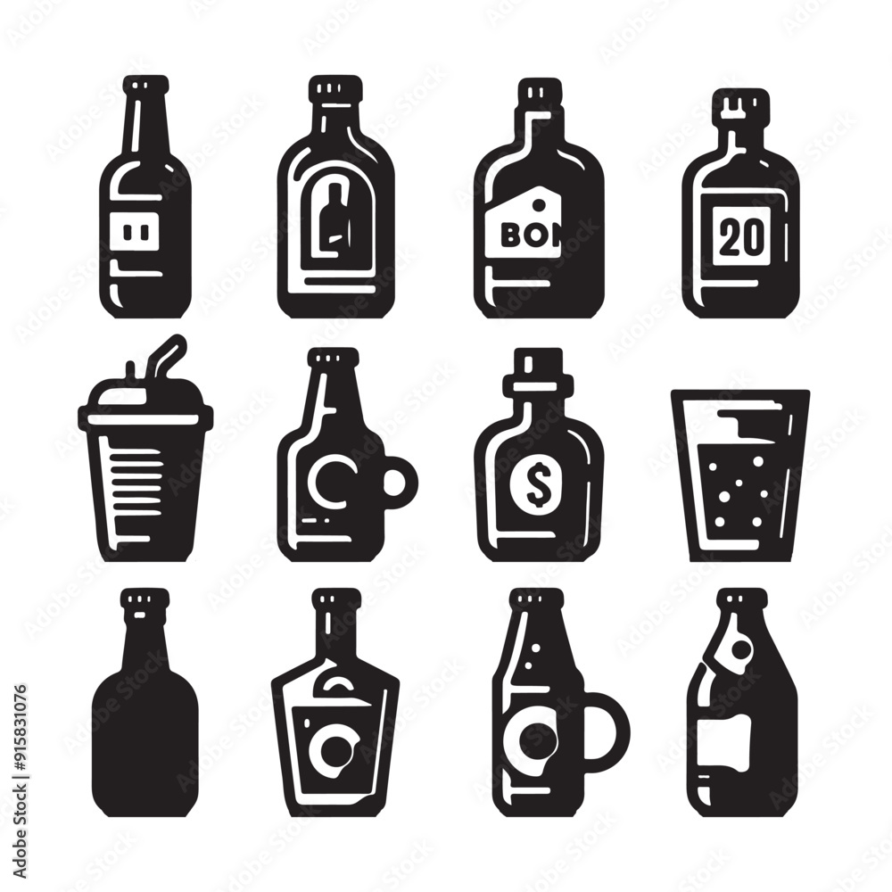 Bottle icon set. bottle vector icon Bottle icon set. bottle vector icon