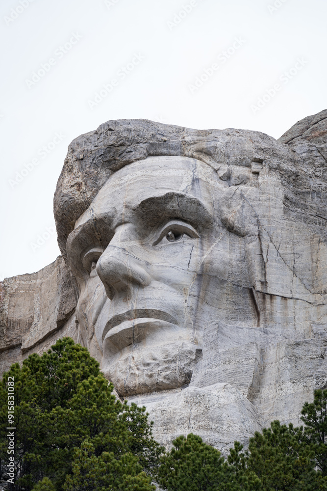 Mount Rushmore National Monument in South Dakota close up President Lincoln Mount Rushmore National Monument in South Dakota close up President Lincoln