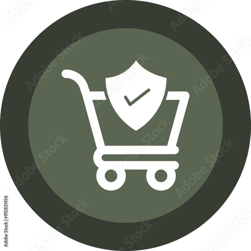 Secure Shopping Glyph Circle Icon