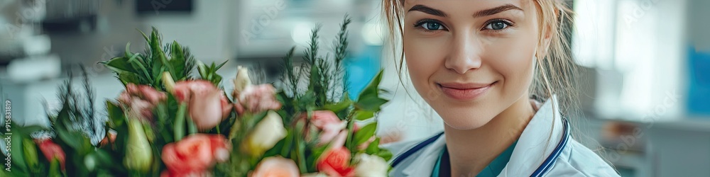 Fototapeta premium young female doctor in hospital. Selective focus