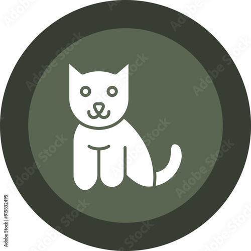 Cat Glyph Circle Icon