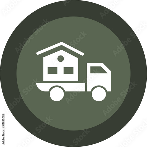 Moving Home Glyph Circle Icon