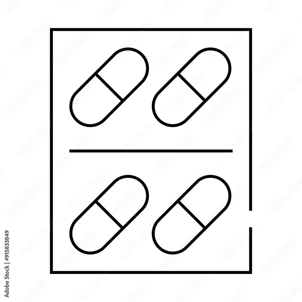 pills package line icon vector. pills package sign. isolated contour symbol black illustration pills package line icon vector. pills package sign. isolated contour symbol black illustration