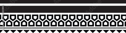 Polynesian tattoo design tribal border. Tribal design ethnic ornament maori band. Samoan Tattoo ribbon sleeve bracelet. Fabric seamless isolated hawaiian armband pattern on white background.