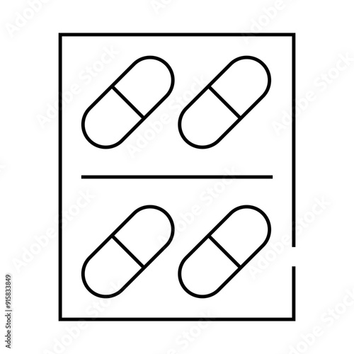 pills package line icon vector. pills package sign. isolated contour symbol black illustration