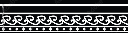 Polynesian tattoo tribal band design. Samoan tattoo tribal border. Decorative seamless pattern.