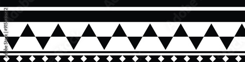 Polynesian tattoo design tribal border. Tribal design ethnic ornament maori band. Samoan Tattoo ribbon sleeve bracelet. Fabric seamless isolated hawaiian armband pattern on white background.