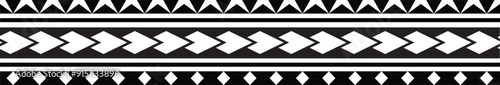 Polynesian tattoo design tribal border. Tribal design ethnic ornament maori band. Samoan Tattoo ribbon sleeve bracelet. Fabric seamless isolated hawaiian armband pattern on white background.