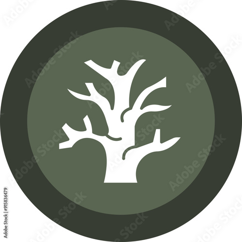 Dry Tree Glyph Circle Icon