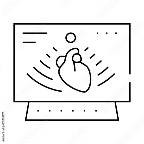 heart ultrasound line icon vector. heart ultrasound sign. isolated contour symbol black illustration