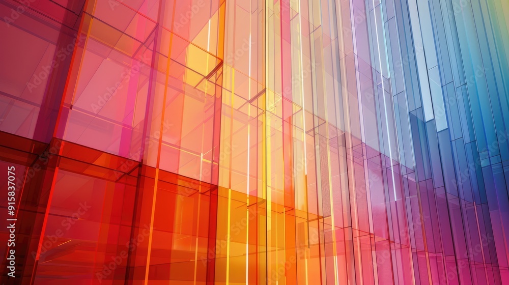 Fototapeta premium Abstract multi colored background with unique design featuring lines stripes bars and grid pattern