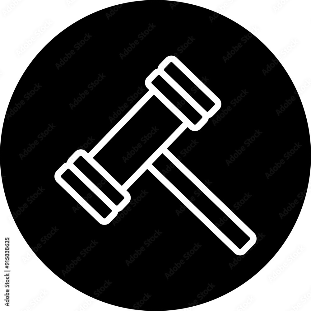 Toy Hammer Vector Line White Circle Black Toy Hammer Vector Line White Circle Black