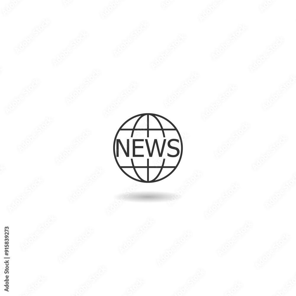 News globe icon with shadow News globe icon with shadow