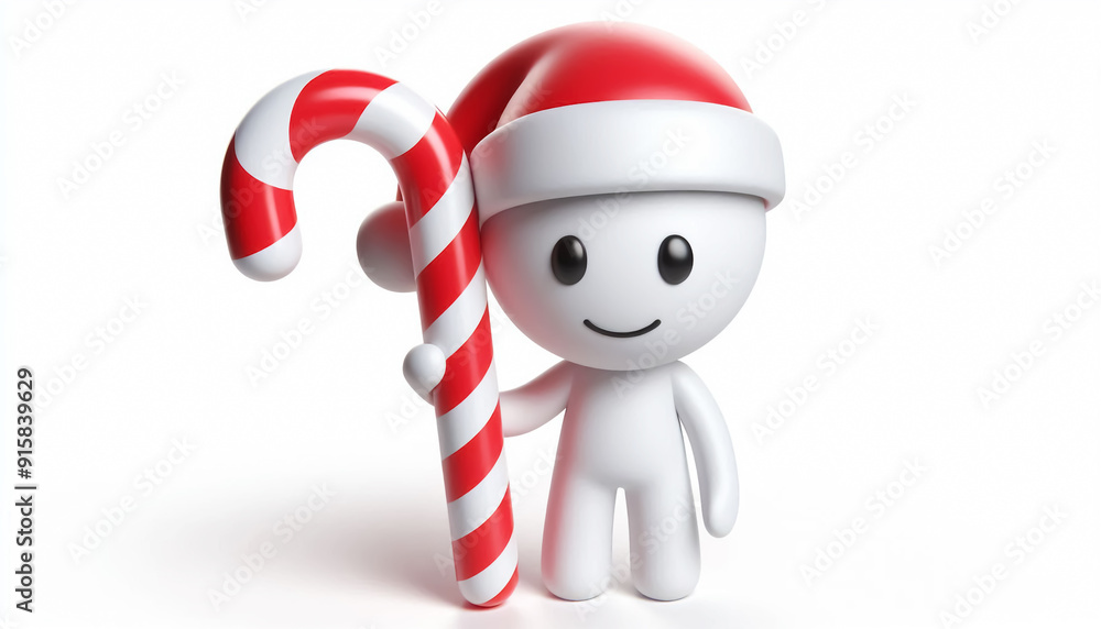 3D white figure with xmas candy cane. Christmas celebration time
3D white figure with xmas candy cane. Christmas celebration time