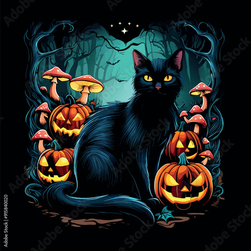 Halloween T-shirt Design, Pumpkin Vector Graphics, Funny Halloween Party.

 photo