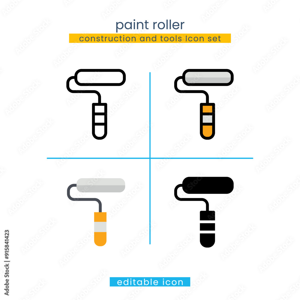 paint roller construction and tools Icon paint roller construction and tools Icon