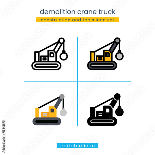Demolition Crane truck icon