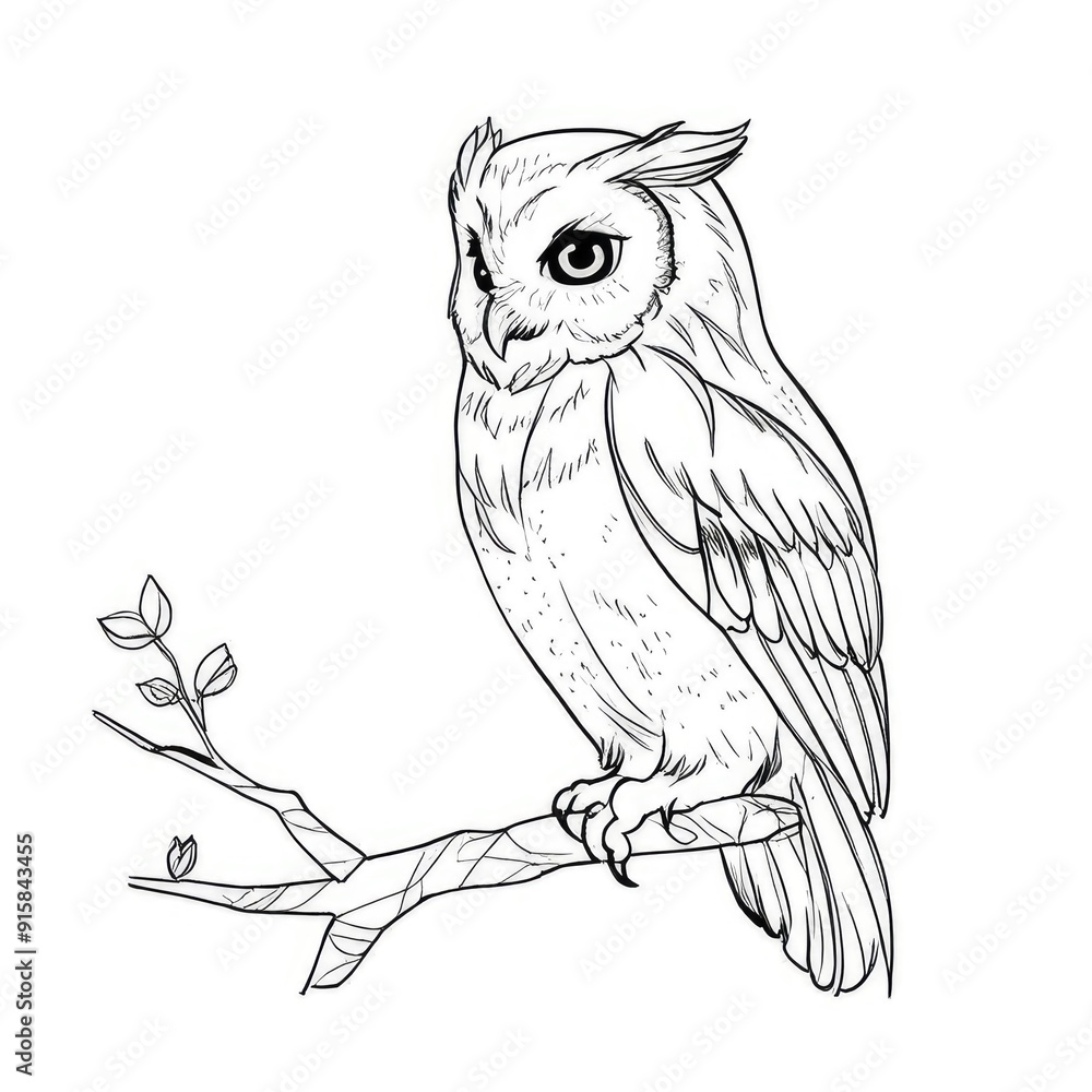 owl depicted in pencil on white background owl depicted in pencil on white background
