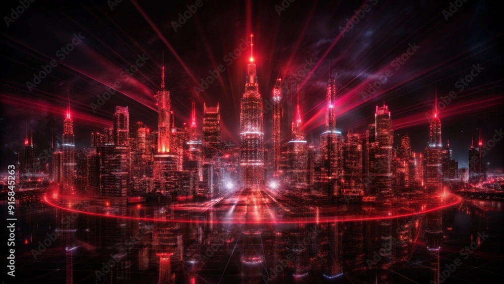 Obraz premium city at night dark red and vibrant energy