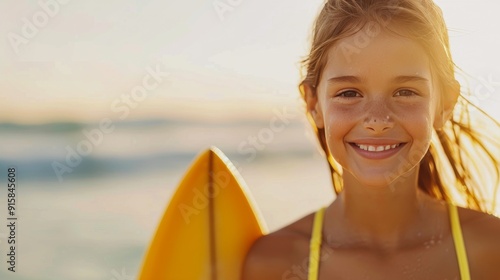 Surfer Walking on Beach at Sunset With Surfboard