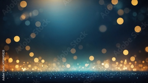 Abstract Navy Blue and Gold Foil Background with Light Effects