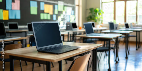 Wallpaper Mural A flat lay mockup of a tech-enabled classroom setup Torontodigital.ca