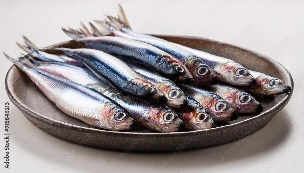 Raw sardines on a plate Raw sardines on a plate