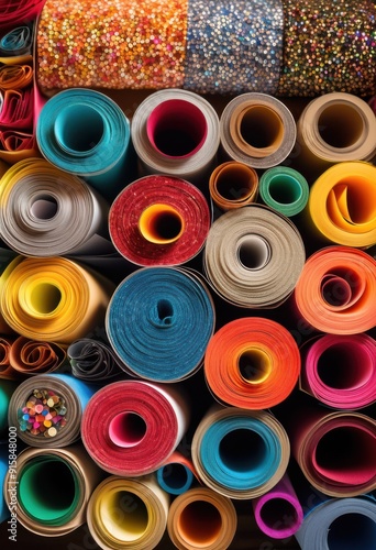 vibrant collection dynamic crafting supplies featuring colorful accessories creative projects, crafts, colors, textures, art, tools, materials, design