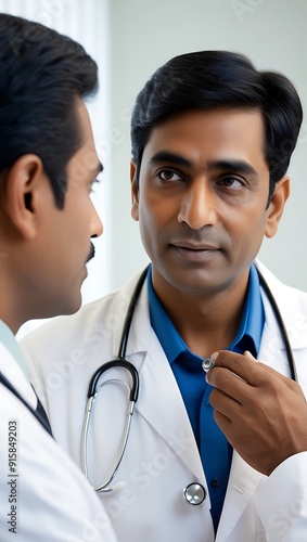 Experienced indian doctor examining patient photo