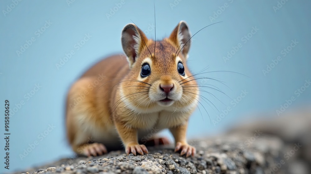 A close-up image of a pika, a small mountain-dwelling mammal, perched on a rocky surface in its natural habitat A close-up image of a pika, a small mountain-dwelling mammal, perched on a rocky surface in its natural habitat